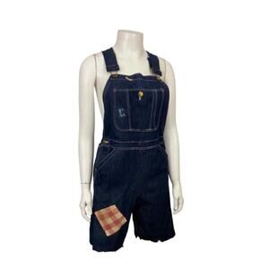 Vintage 1940s Blue Bell Denim Short Overalls Shortalls Patched Workwear XS -